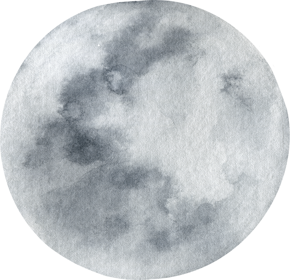 Watercolour Gray moon for Halloween.